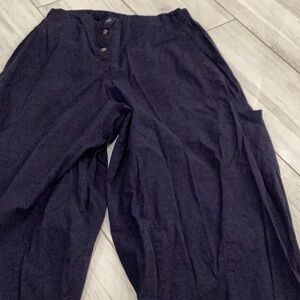 Dark Blue Wide-Leg Pants